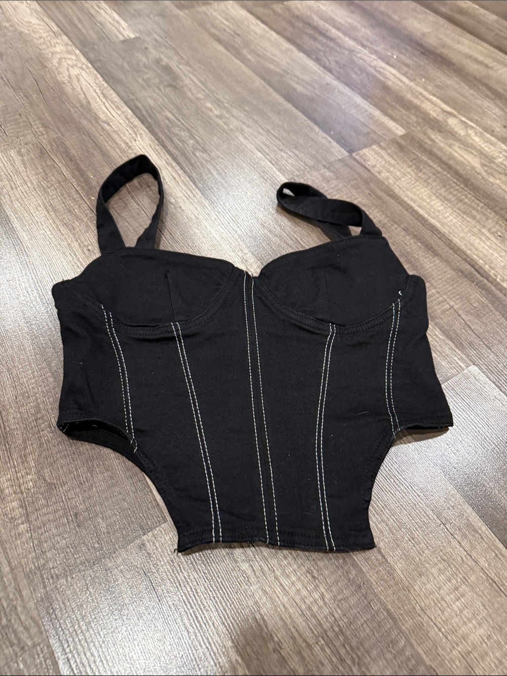 Zara Black Corset-Style Camisole Top